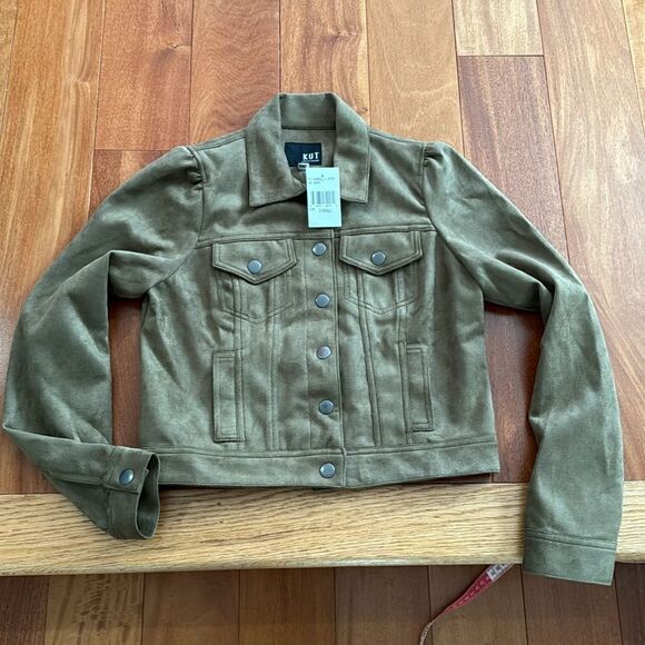 NWT Kut From The Kloth Women's Brown Matilda Crop Faux Suede Jacket size XS - Picture 10 of 13
